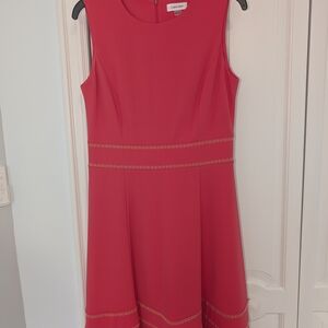 Calvin Klein Red Sleeveless A-Line Midi Dress